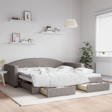 vidaXL tópszínű kihúzható szövet heverő fiókkal 100 x 200 cm bútor