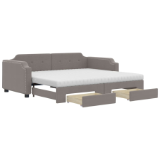 vidaXL tópszínű kihúzható szövet heverő fiókkal 100 x 200 cm (3197696) ágy és ágykellék