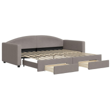 vidaXL tópszínű kihúzható szövet heverő fiókokkal 90 x 200 cm (3197227) ágy és ágykellék