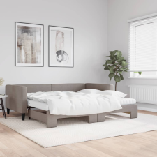 vidaXL tópszínű kihúzható szövet heverő matracokkal 100 x 200 cm ágy és ágykellék