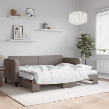 vidaXL tópszínű kihúzható szövet heverő matracokkal 80 x 200 cm ágy és ágykellék