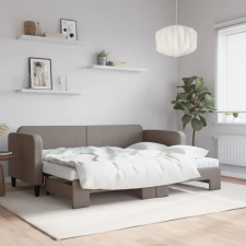 vidaXL tópszínű kihúzható szövet heverő matracokkal 80 x 200 cm ágy és ágykellék