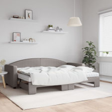 vidaXL Tópszínű kihúzható szövet heverő matracokkal 80 x 200 cm ágy és ágykellék