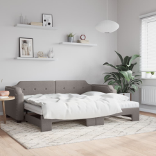 vidaXL tópszínű kihúzható szövet heverő matracokkal 80 x 200 cm ágy és ágykellék