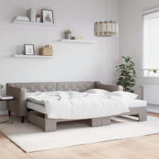 vidaXL tópszínű kihúzható szövet heverő matracokkal 90 x 200 cm ágy és ágykellék
