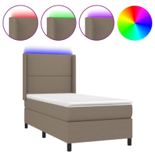 vidaXL tópszínű szövet rugós és LED-es ágy matraccal 100x200 cm (3138217) ágy és ágykellék
