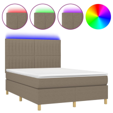 vidaXL tópszínű szövet rugós és LED-es ágy matraccal 140x190cm (3135593) ágy és ágykellék