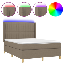 vidaXL tópszínű szövet rugós és LED-es ágy matraccal 140x190cm (3139033) ágy és ágykellék