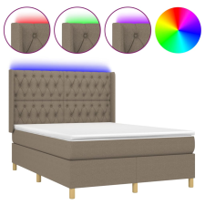 vidaXL tópszínű szövet rugós és LED-es ágy matraccal 140x190cm (3139113) ágy és ágykellék
