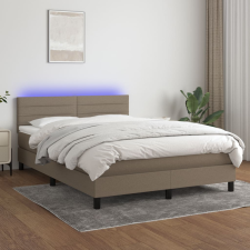 vidaXL tópszínű szövet rugós és LED-es ágy matraccal 140x200 cm ágy és ágykellék
