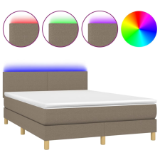 vidaXL tópszínű szövet rugós és LED-es ágy matraccal 140x200 cm (3133561) ágy és ágykellék