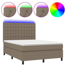 vidaXL tópszínű szövet rugós és LED-es ágy matraccal 140x200 cm (3135201) ágy és ágykellék