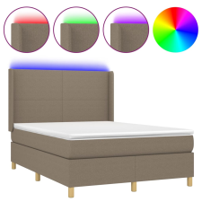 vidaXL tópszínű szövet rugós és LED-es ágy matraccal 140x200 cm (3138721) ágy és ágykellék