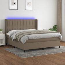 vidaXL tópszínű szövet rugós és LED-es ágy matraccal 160x200 cm ágy és ágykellék