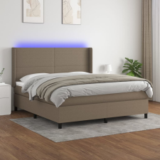 vidaXL tópszínű szövet rugós és LED-es ágy matraccal 160x200 cm ágy és ágykellék