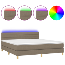 vidaXL tópszínű szövet rugós és LED-es ágy matraccal 160x200 cm (3133809) ágy és ágykellék