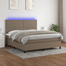 vidaXL Tópszínű szövet rugós és LED-es ágy matraccal 180 x 200 cm ágy és ágykellék
