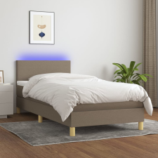 vidaXL tópszínű szövet rugós és LED-es ágy matraccal 90x190 cm ágy és ágykellék