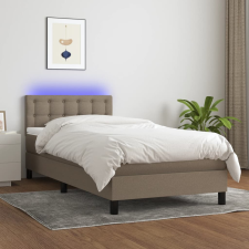 vidaXL tópszínű szövet rugós és LED-es ágy matraccal 90x200 cm ágy és ágykellék