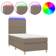 vidaXL tópszínű szövet rugós és LED-es ágy matraccal 90x200 cm (3135329) ágy és ágykellék