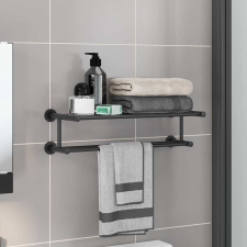 vidaXL Törölközőtartó Fekete 61 x 23 x 17 cm Rozsdamentes acél fürdőszoba kiegészítő