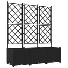 vidaXL Trellisszel Ellátott Kert Virágcserép 3 db Fekete 120x40x143 cm (42002840) kerti tárolás