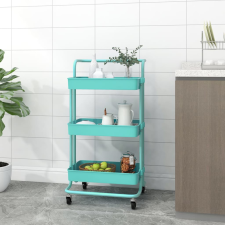 vidaXL türkiz 3 szintes vas és ABS konyhai kerekes kocsi 42x35x85 cm bútor