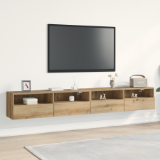 vidaXL TV Fali Szekrények 2 db Artisan Tölgy 100x30x30 cm Műanyag bútor