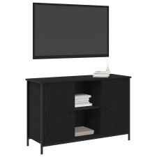 vidaXL TV Szekrény Fekete Tölgy 101x35x65 cm Szerelt Fa és Acél (862927) bútor