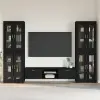 vidaXL TV szekrény garnitúra fiókkal FLORIN 3 pcs Fekete Faanyag