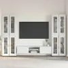 vidaXL TV szekrény garnitúra FLORIN 3 pcs Magas Fényű Fehér Faanyag