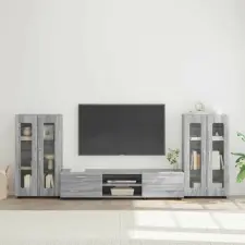 vidaXL TV szekrény garnitúra FLORIN 3 pcs Szürke Sonoma Faanyag bútor