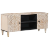 vidaXL TV szekrény tárolóval Fehér 105 x 33,5 x 46 cm Tömör Mangófát