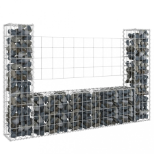 vidaXL U-alakú vas gabionkosár 2 oszloppal 40 x 20 x 100 cm kerti bútor