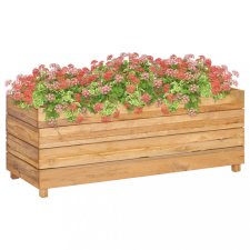 vidaXL újrahasznosított tíkfa és acél magaságyás 100 x 40 x 38 cm kerti tárolás