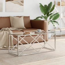 vidaXL üveg és rozsdamentes acél dohányzóasztal 110x45x45 cm bútor