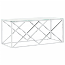 vidaXL üveg és rozsdamentes acél dohányzóasztal 110x45x45 cm (349963) bútor