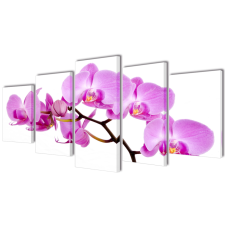 vidaXL Vászon falikép szett orchidea 100 x 50 cm grafika, keretezett kép
