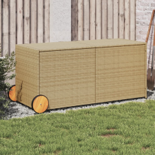 vidaXL vegyes bézs polyrattan kerti tárolóláda kerekekkel 283 L kerti tárolás