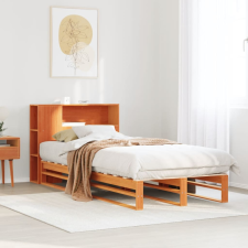 vidaXL viaszbarna tömör fa könyvespolcos ágy matrac nélkül 90 x 200cm ágy és ágykellék