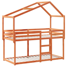 vidaXL viaszbarna tömör fenyőfa ágy emelettel és tetővel 90 x 190 cm ágy és ágykellék
