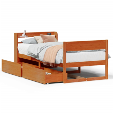 vidaXL viaszbarna tömör fenyőfa ágy matrac nélkül 100 x 200 cm (3307130) ágy és ágykellék