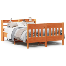 vidaXL viaszbarna tömör fenyőfa ágy matrac nélkül 135 x 190 cm ágy és ágykellék
