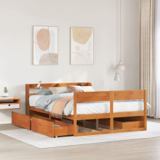 vidaXL viaszbarna tömör fenyőfa ágy matrac nélkül 135 x 190 cm ágy és ágykellék
