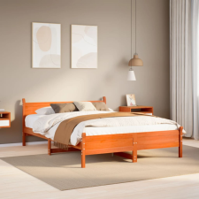 vidaXL viaszbarna tömör fenyőfa ágy matrac nélkül 135 x 190 cm ágy és ágykellék