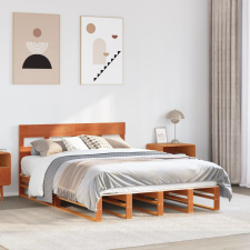 vidaXL viaszbarna tömör fenyőfa ágy matrac nélkül 140 x 190 cm ágy és ágykellék
