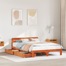 vidaXL viaszbarna tömör fenyőfa ágy matrac nélkül 150 x 200 cm ágy és ágykellék