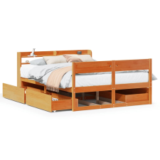 vidaXL viaszbarna tömör fenyőfa ágy matrac nélkül 150 x 200 cm (3307121) ágy és ágykellék