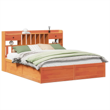 vidaXL viaszbarna tömör fenyőfa ágy matrac nélkül 200 x 200 cm (3323484) ágy és ágykellék