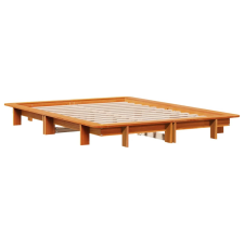 vidaXL viaszbarna tömör fenyőfa ágykeret 140 x 190 cm (850673) ágy és ágykellék